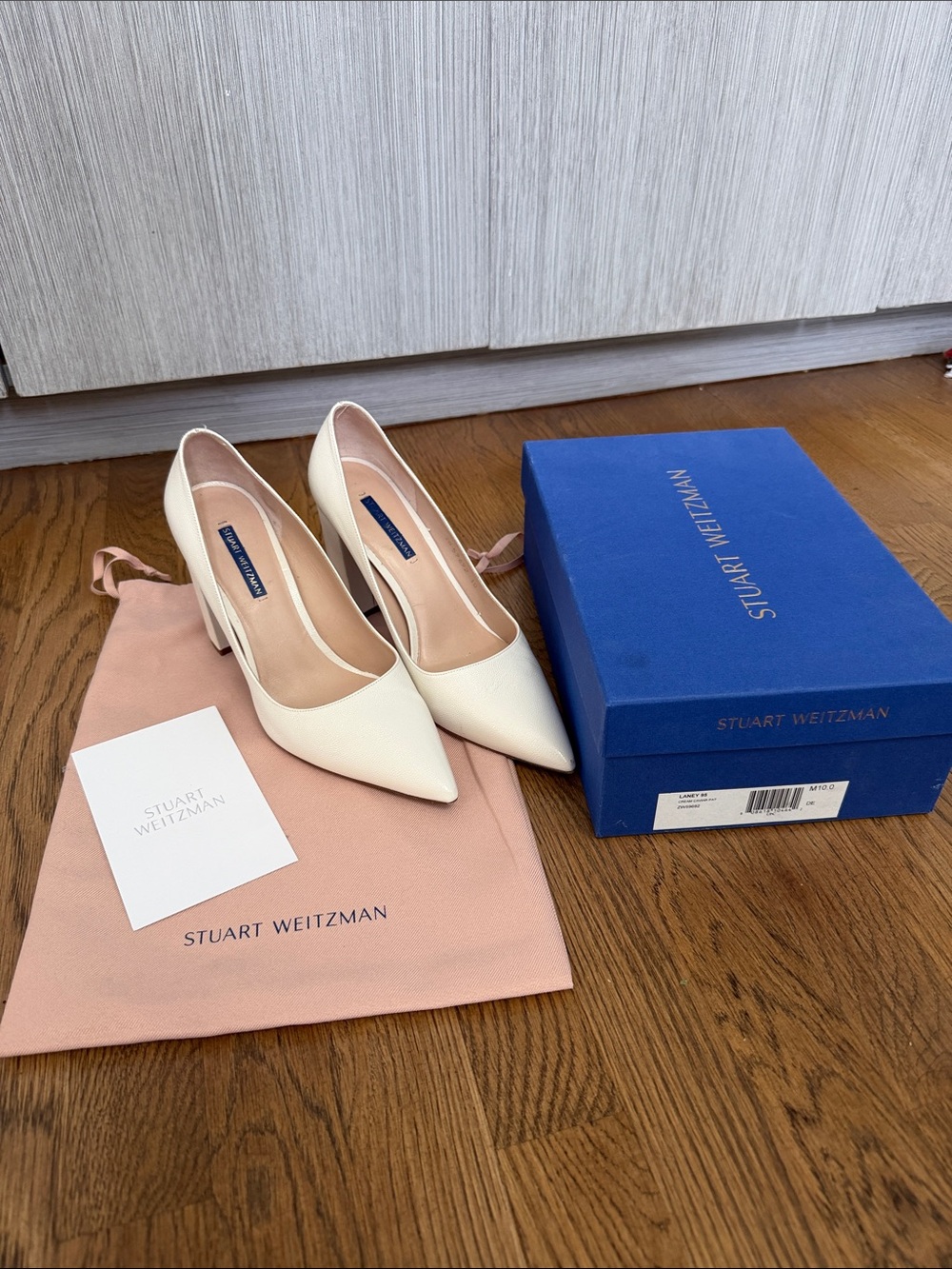Stuart Weitzman Laney Cream Caviar patent 10